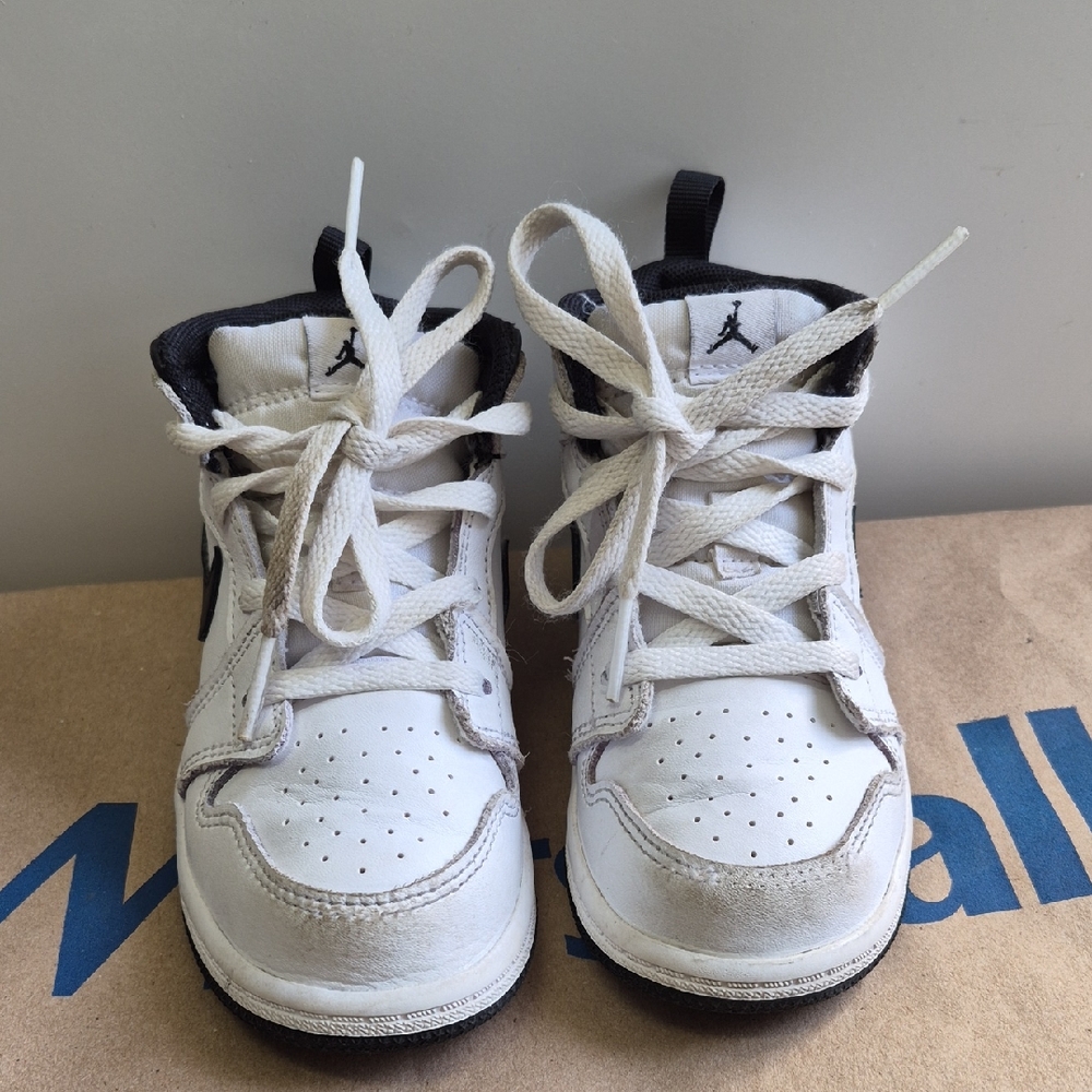 Jordan Kids White and Black High-Top Sneakers